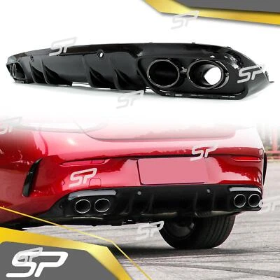 Rear Diffuser + Exhaust Trim For Mercedes W205 C205 Coupe A205 AMG Line C43 AMG - Image 1 of 4