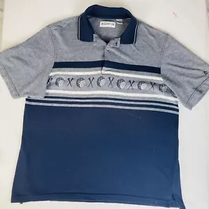 Camisa polo de golf Grand Slam L gris y azul marino rayas pelota de golf y patrón de camisetas - Imagen 1 de 6