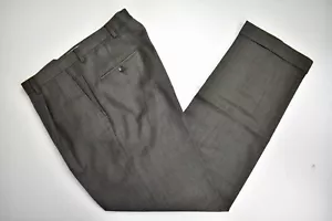 Hart Schaffner Marx Brown Checked 100% Wool Dress Pleat Trousers Size: 33x32 - Picture 1 of 9