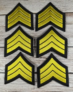 Lot 6 Sergeant's Chevron 2" Patches gelb auf schwarz Uniform Militär Polizei - Bild 1 von 5