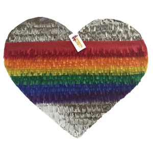 APINATA4U Pinata Cuore Argento e Arcobaleno Forniture per Feste LGBT - Foto 1 di 2