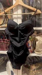 Assets By Sara Blakely Black Ruched One Piece Swimsuit Sz S Twist Push Up Bust - Picture 1 of 3