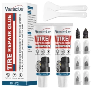 Tire Repair Glue, Tire Sidewall Repair Kit, Black Rubber Cement Patch Kit, Two S - Picture 1 of 7