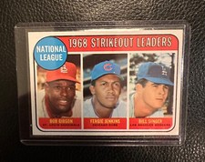 1969 TOPPS BASEBALL #12 1968 NL STRIKEOUT LEADERS NRMT GIBSON JENKINS HOF