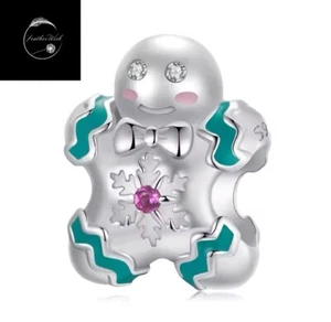 Sterling Silver 925 Charm Gingerbread Man Christmas Bead Family Friend Daughter - Picture 1 of 12