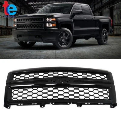 For 2014-2015 Chevrolet Silverado 1500 Front Bumper Upper Grille Gloss Black - Image 1 of 4