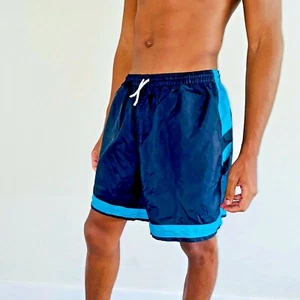 High Five 90s Rare Silky Satin Soccer Shorts Nylon Black Teal Green - Picture 1 of 8