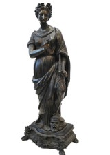 19th-C.French White Metal /Bronze Muse Melpomene Sculpture