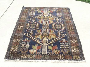 Alfombra vintage afgana baluchi 47""x82"" árbol floral geométrico - Imagen 1 de 12