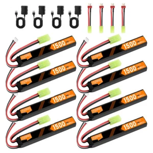 8Pcs 7,4V 1500mAh 35C LiPo Batterie mit Mini Tamiya Stecker 2-in-1 USB-Ladegerät - Bild 1 von 9