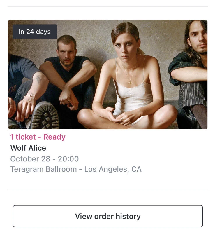 Wolf Alice Concert Ticket (1), General Admission, October 28 Los Angeles - Image 1 of 2