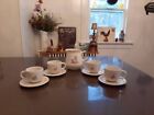 Stoneware Speckled  Pitcher and Mug Cup with Saucer set  Schwann's Swan 9 piece 
