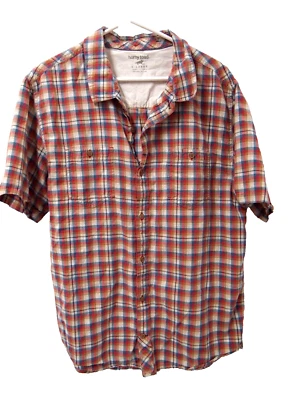 Horny Toad Mens Shirt XL Slim Pink Blue Checkered Short Sleeve Button Organic - Image 1 of 4
