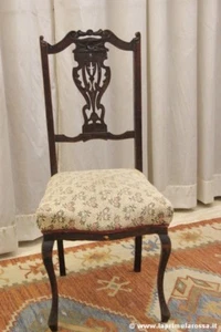  SEDIA ANTICA IN LEGNO SCHIENALE INTAGLIATO - VICTORIAN WOODEN CHAIR  - Imagen 1 de 9