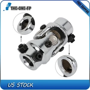 1 Pcs Single Universal Steering U-Joint Shaft 3/4" DD X 3/4-30 Spline Chrome - Picture 1 of 15