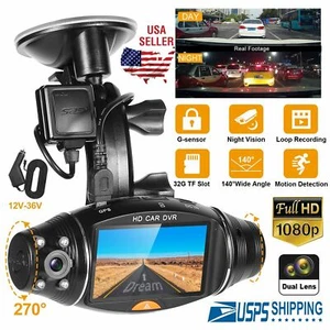 1080P Dual Lens Car DVR Dash Cam Video Recorder G-Sensor Night Vision Recorder - Picture 1 of 12