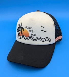 Roxy Women's Trucker Hat " Just Do Fun " Snapback Mesh Foam Sunset Beach Theme - Picture 1 of 8