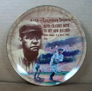 Piatto da collezione centenario Babe Ruth "The 60th Homer" ~ bordo oro ~ con certificato di autenticità - Foto 1 di 7