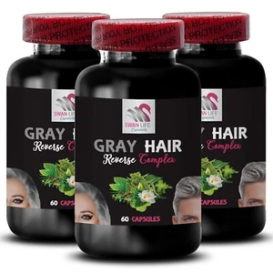 Hair Glow Boost - GRAY HAIR REVERSE - Color Revive Formula 3 Bottles 180 Caps - Picture 1 of 7