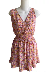Romper Rewind Nuovo con etichette Junior Piccole Senza Maniche Surplice Rosa Giallo Floreale Ruffole - Foto 1 di 3