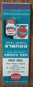 FROST AMOCO TANKSTELLE 50er JAHRE STREICHHOLZSCHACHTEL STREICHHOLZHÜLLE: TOLLE BRÜCKE, VIRGINIA -E1 - Bild 1 von 2
