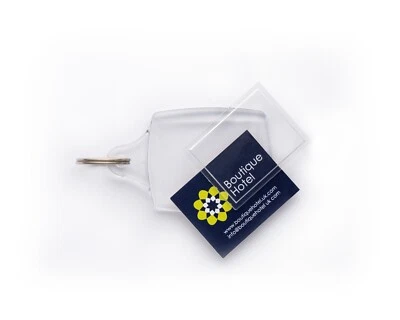 Photo Insert Key Rings - A5 clear acrylic fobs made in the UK 45x35mm inserts - Image 1 of 4