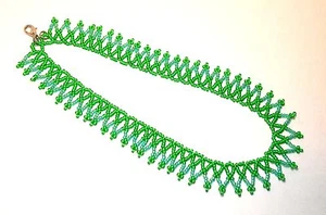 Vintage Glas Samen Halskette handgefertigt Perlen Perlenarbeiten - Bild 1 von 4