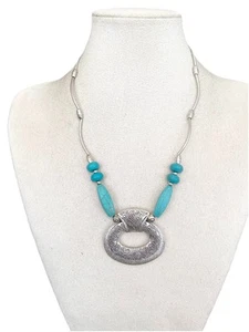Damenkette Statement Silberfarben Halskette Kurz Modeschmuck Anhänger Modekette - Bild 1 von 6