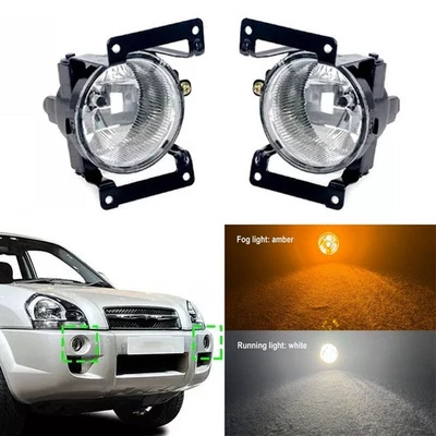 Par de faros antiniebla delanteros LED ámbar con luz de circulación blanca para Hyundai Tucson 2005-2012 Foto 1 de 4
