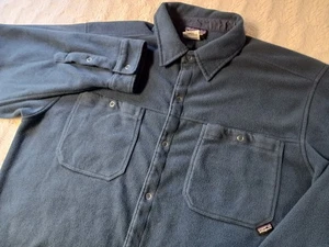 Patagonia Synchilla Fleece Snap Front Shirt Jacket Men's Medium Blue Pockets - Picture 1 of 6