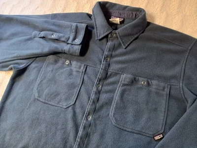 Patagonia Synchilla Fleece Snap Front Shirt Jacket Men's Medium Blue Pockets - Image 1 of 4