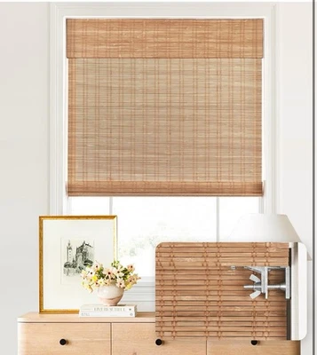 LazBlinds Cordones Romanos Inalámbricos Bambú 32” W x 64” H L-Marrón Foto 1 de 3