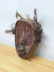 Vintage afrikanische geschnitzte Stammesmaske aus Holz - evtl. Elfenbeinküste, Kongo etc..  - Bild 1 von 11