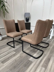 Furniture Village Loki set di 4 sedie da pranzo a sbalzo marrone pronte per la spedizione - Foto 1 di 16