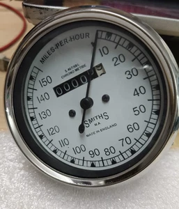 Vintage Replica Smith Speedometer 0-150 Mph BSA RE Norton Chrome Rims - Picture 1 of 7