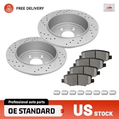 Rear Drilled Brake Rotors & Ceramic Pads for Jeep Liberty Dodge Nitro 2008-2011 - Image 1 of 4