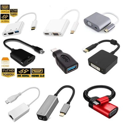 USB C to HDMI 4K 60Hz Adapter USB 3.1 Type C to HDMI DVI VGA Video Monitor Cable - Bild 1 von 4