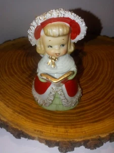 Geo Z Lefton Christmas Girl Caroler Bell Spaghetti Trim Tag/Printed ID Clapper - Picture 1 of 18