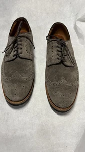 Allen Edmonds Tate Wingtip Taupe Suede Brogue Derbies Mens 11 D - Picture 1 of 16