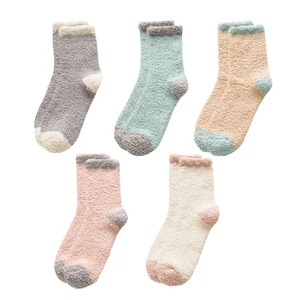 5 Paia Calzini Donna Tubino Calze Pile Corallo Calzino Invernale Traspirante - Foto 1 di 12
