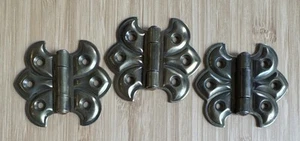 3 Antique Vintage Brass Plated Steel Butterfly Cabinet Hinges 2 1/8" X 2 3.8" - Picture 1 of 2