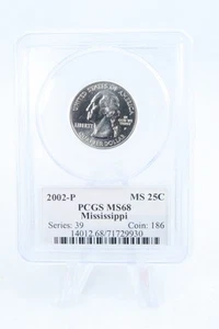 2002-P PCGS MS68 Mississippi State Quarter Business Strike 25C - Picture 1 of 2