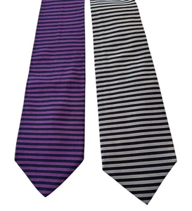 Brooks Brothers Makers All Silk Tie Navy Gray & Navy Purple Made in USA X2 58” - Picture 1 of 5