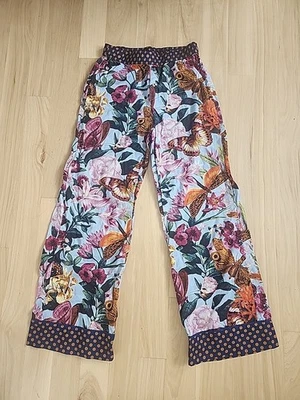 Pantalones de pijama Anthropologie Lyrebird floral mariposa franela talla XXS usados en excelente estado Foto 1 de 4