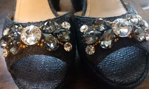 DOLCE & GABBANA Kristall Brosche Lilien Brokat Pumps VALLY Schwarz  - Bild 1 von 11