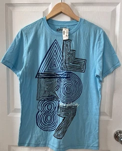 NWT AEROPOSTALE Mens Sz M AERO 87  NYC Graphic Blue T-Shirt 100% Cotton S/S. - Picture 1 of 12