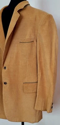 Vintage Cortefiel Corduroy Blazer Made in Spain Tan with Leather Trim, size 44 - Image 1 of 4