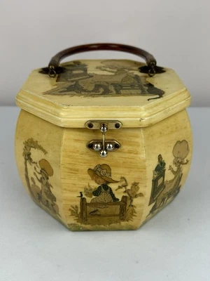 Holly Hobbie Vintage Wooden Decoupage Box Purse with Lucite Handle - Image 1 of 4