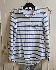 Zara Basic Woman's Blue Striped Shirt Size XS - Picture 1 of 3