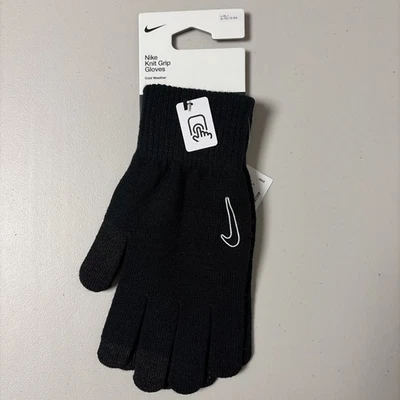 Luvas Nike de malha Tech & Grip pretas tamanho G tela sensível ao toque corrida inverno - Imagem 1 de 2